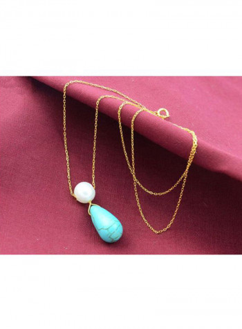 18 Karat Gold Pearl And Turquoise Studded Necklace
