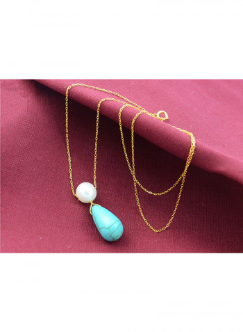 18 Karat Gold Pearl And Turquoise Studded Necklace