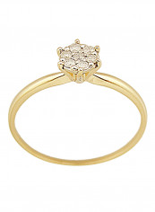 18K Gold Genuine Diamonds Solitaire Ring 0.07 Carat