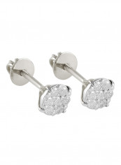 18K Gold Genuine Diamonds Solitaire Screw Back Earrings 0.14 Carat