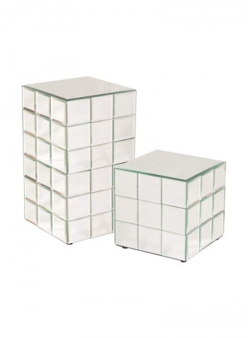 Mirrored Puzzle Cube Table White