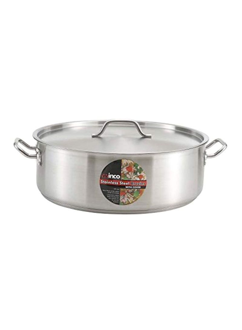 Stainless Steel Brasier With Lid Silver 20Quart