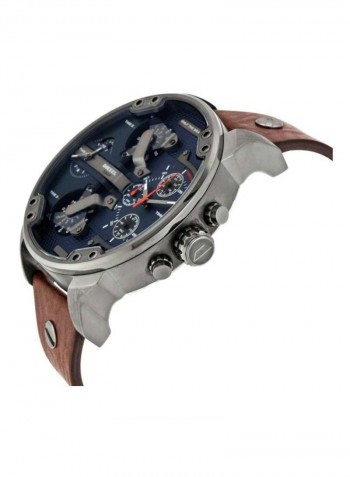 Men's Mr Daddy Dual Time Chronograph Navy Blue Dial Leather Watch DZ7314
