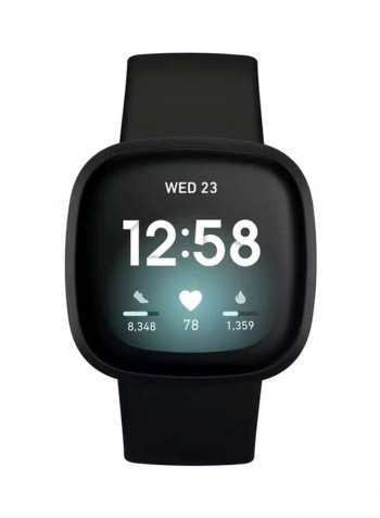 Versa 3, Health And Fitness Smartwatch With GPS, 24/7 Heart Rate, Music And Up To 6+ Days Battery Black/Black Aluminium