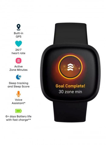 Versa 3, Health And Fitness Smartwatch With GPS, 24/7 Heart Rate, Music And Up To 6+ Days Battery Black/Black Aluminium