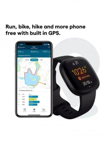 Versa 3, Health And Fitness Smartwatch With GPS, 24/7 Heart Rate, Music And Up To 6+ Days Battery Black/Black Aluminium