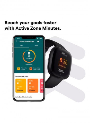Versa 3, Health And Fitness Smartwatch With GPS, 24/7 Heart Rate, Music And Up To 6+ Days Battery Black/Black Aluminium