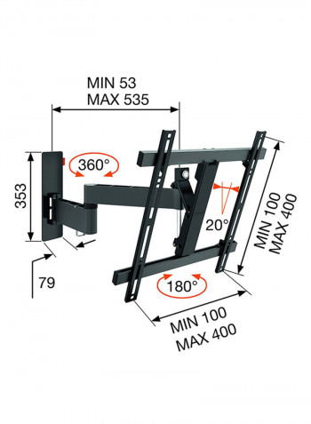 Wall 3245 Full Turn 180 Degree  TV Wall Mount 32 To 55 Inch Black
