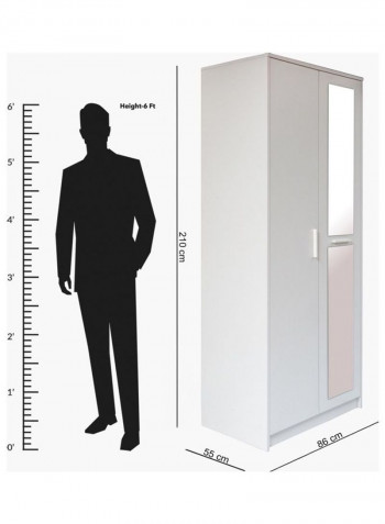 Boston 2-Door Wardrobe With Mirror White 86x210x55cm