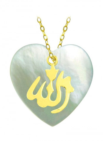 18 Karat Gold And Mother Of Pearl Studded Pendant Necklace