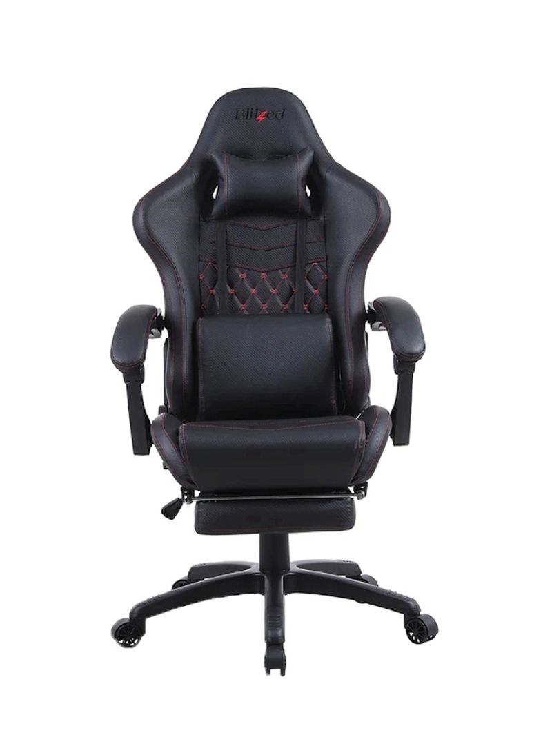 Gaming Chair Racing Style With Retractable Footrest Black