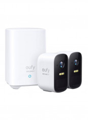 Security Cam 2C, 180 Day, 2Kit With Home Base White/Grey