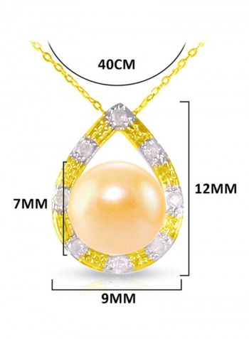 18 Karat Gold  Diamonds And Pearl Drop Pendant Necklace