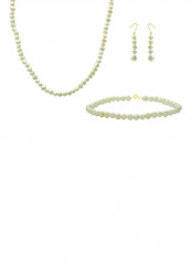 Set of 3 Pearl Beads Necklace Bracelet and Earrings