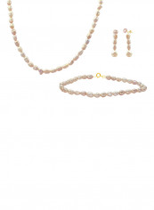 Set of 3 Pearl Beads Necklace Bracelet and Earrings