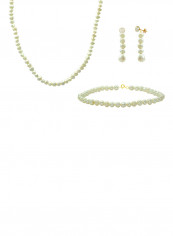 Set of 3 Pearl Beads Necklace Bracelet and Earrings