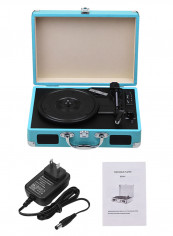 Portable Turntable Suitcase Style Record Player With Stereo Speaker CDP1012 Blue/Black