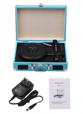 Portable Turntable Suitcase Style Record Player With Stereo Speaker CDP1012 Blue/Black
