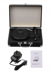 Portable Turntable Suitcase Style Record Player With Stereo Speaker CDP1016 Black