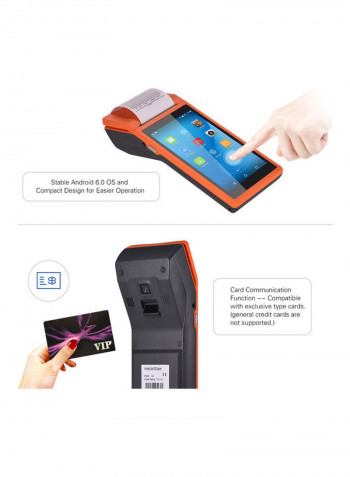 Smart POS Terminal Wireless Portable Printer Orange/Black