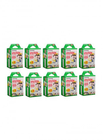 Pack Of 10 Instax Mini Instant Film Multicolour