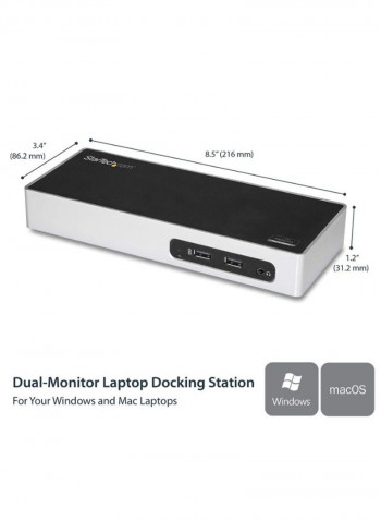 USB 3.0 Dual Monitor Docking Station White/Black