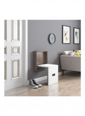 Folding Shoe Stool White/Brown