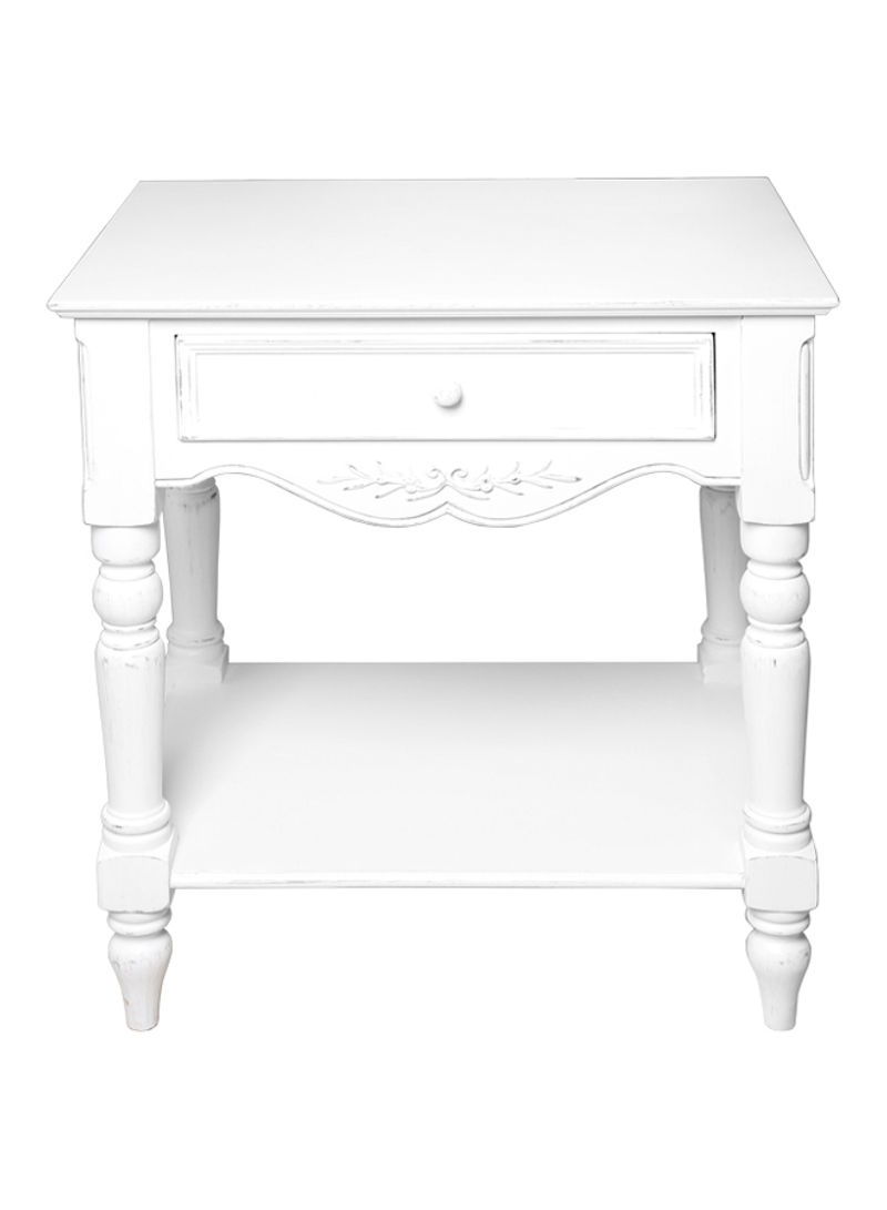 Romance Bedside Table White 64x71x48centimeter