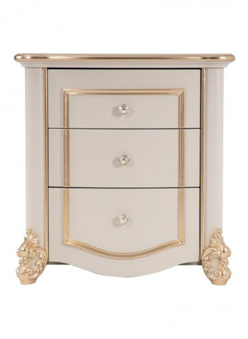 Farida Wooden Night Stand Beige/Gold 71x45x77cm