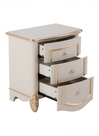 Farida Wooden Night Stand Beige/Gold 71x45x77cm