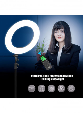 LED Ring Video Fill Light With Remote Control VL-600B Black/White