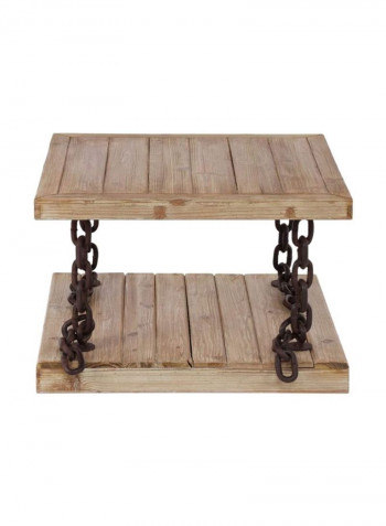 Wooden End Table Beach/Black 70x70x45centimeter