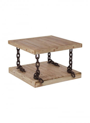 Wooden End Table Beach/Black 70x70x45centimeter