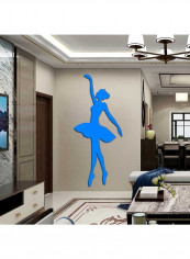 Elegant Ballet Dancer Design Acrylic Wall Sticker Blue
