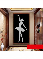 Elegant Ballet Dancer Design Acrylic Wall Sticker Grey