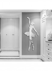 Simple Elegant Ballet Dancer Design Acrylic Wall Sticker Silver