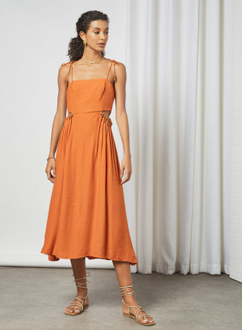 Open Side Midi Dress Brown