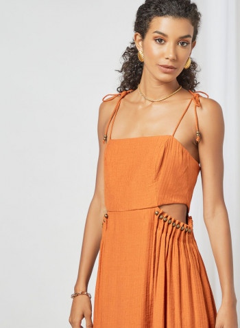 Open Side Midi Dress Brown