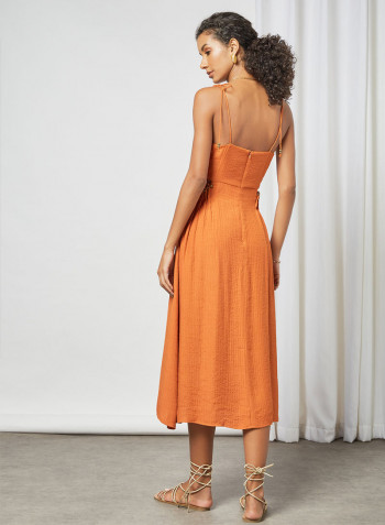 Open Side Midi Dress Brown