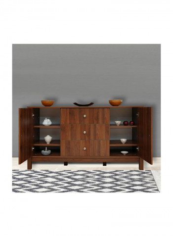 2-Door Sideboard With 3-Drawers Brown 45x88x160centimeter