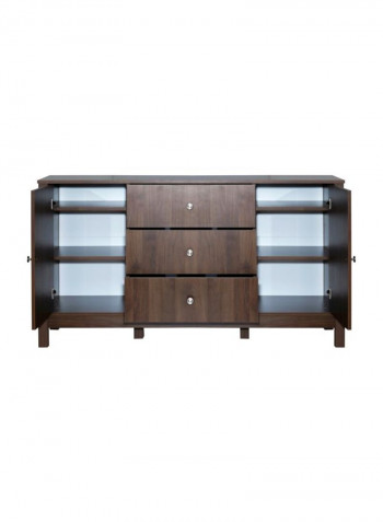 2-Door Sideboard With 3-Drawers Brown 45x88x160centimeter