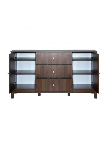 2-Door Sideboard With 3-Drawers Brown 45x88x160centimeter