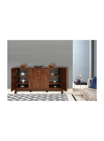 2-Door Sideboard With 3-Drawers Brown 45x88x160centimeter