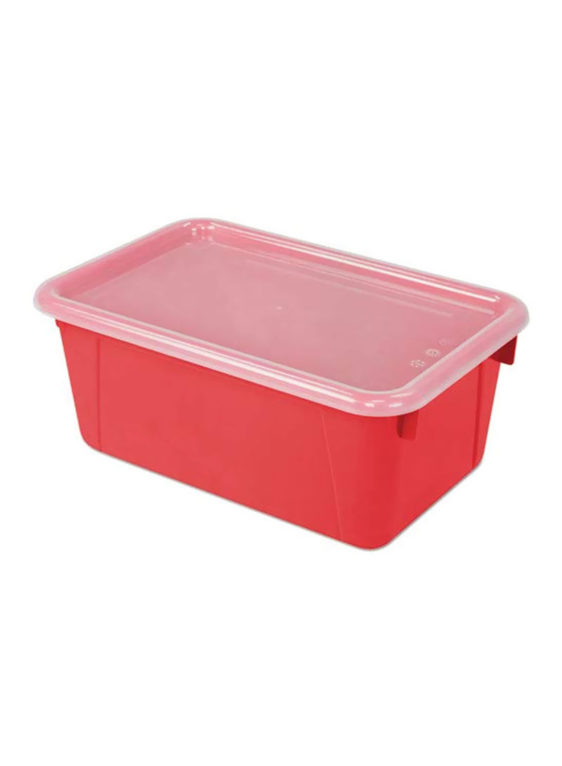5-Piece Cubby Bin With Cover Set Red/Clear 12.2x7.8x5.1inch