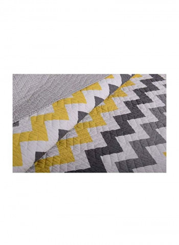 3-Piece Vida Cotton Duvet Cover Set Grey/White/Yellow