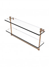 Foxtrot Collection Two Tiered Integrated Towel Bar Glass Shelf Clear/Gold 22inch