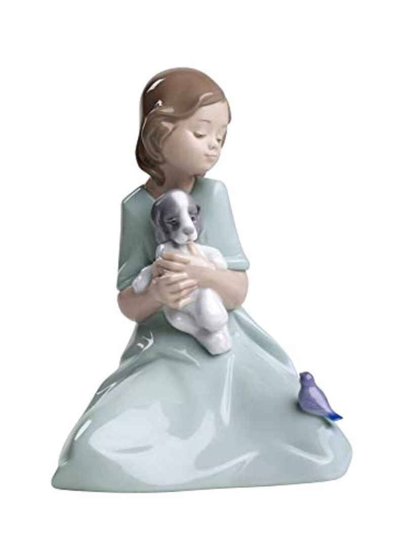 My Little Companions Porcelain Collectible Figurine Blue/White/Beige 5.9x5.9x7.1inch