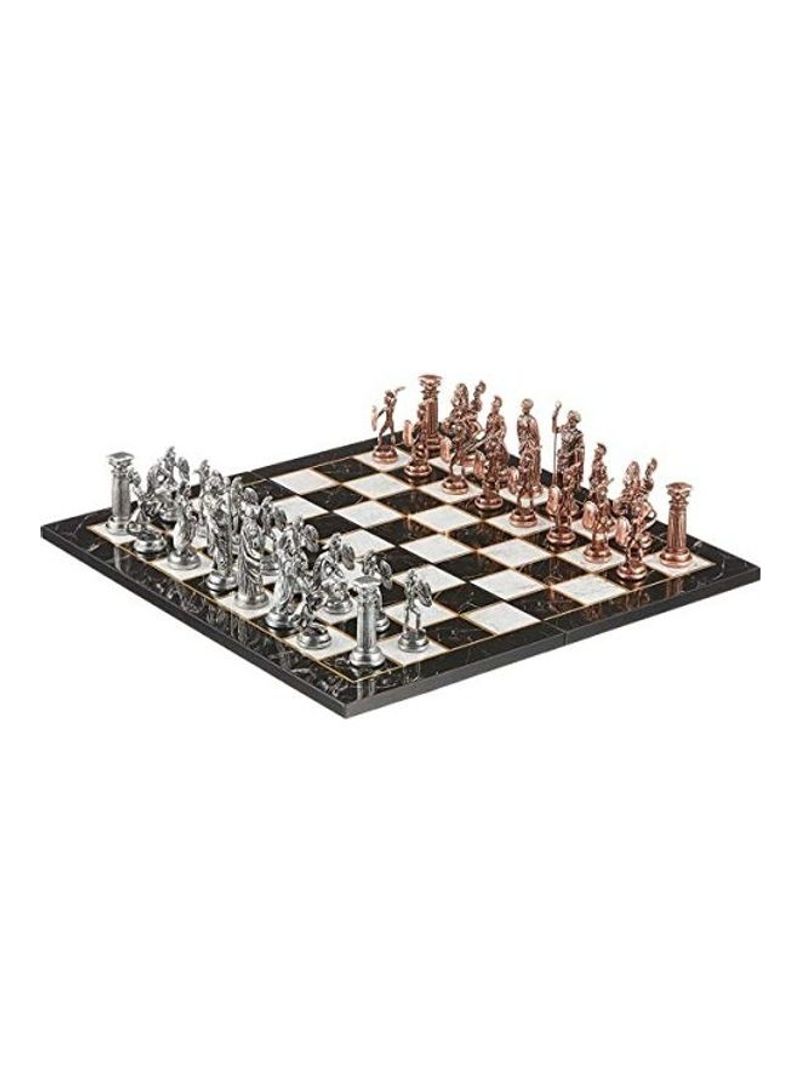 Folding Marble Pattern Chess Board with Pieces