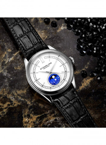 Men's Moon Phase Leather Quartz Analog Wrist Watch 897.01