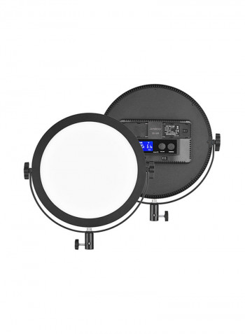 Ultrathin Round LED LCD Display Video Light 30W Black